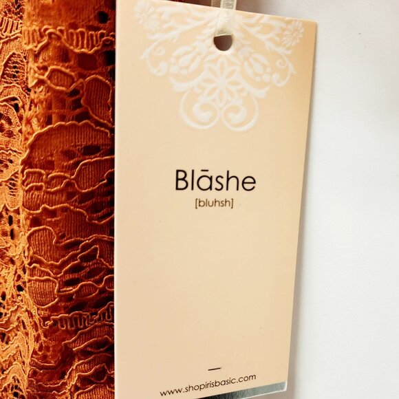 Rust Orange Lace & Sheer Ruffle Sleeve Crop Top By Blåshe Size M - Picture 4 of 10